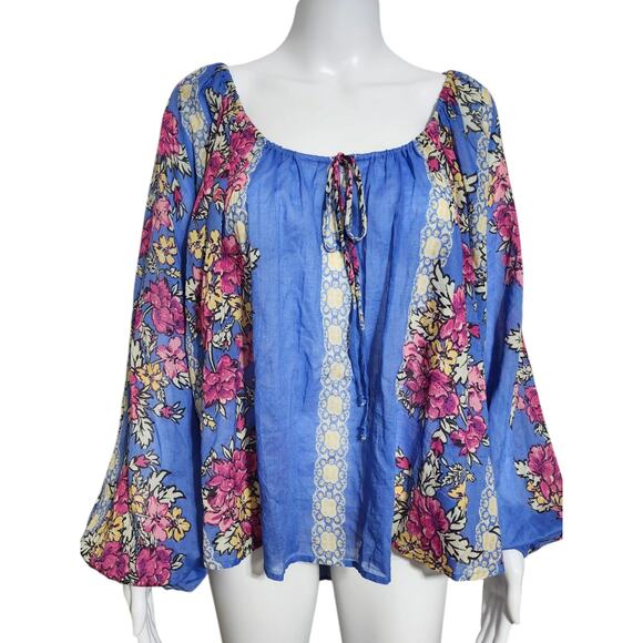 NEW Free People Elena Floral Printed Off Shoulder Tunic Top Size S Blouse NWT - Picture 3 of 7